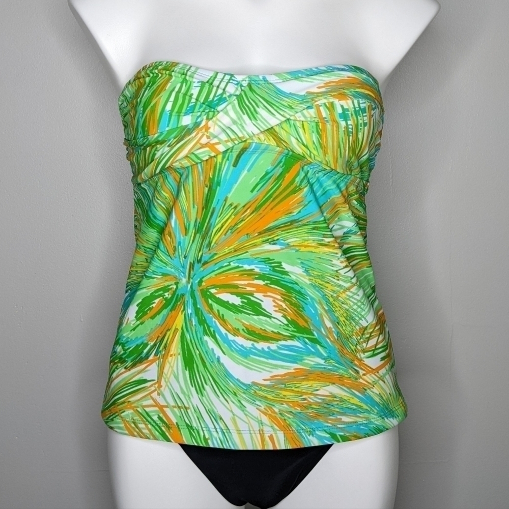 ✨3/$15 Mossimo green blue orange tankini top S